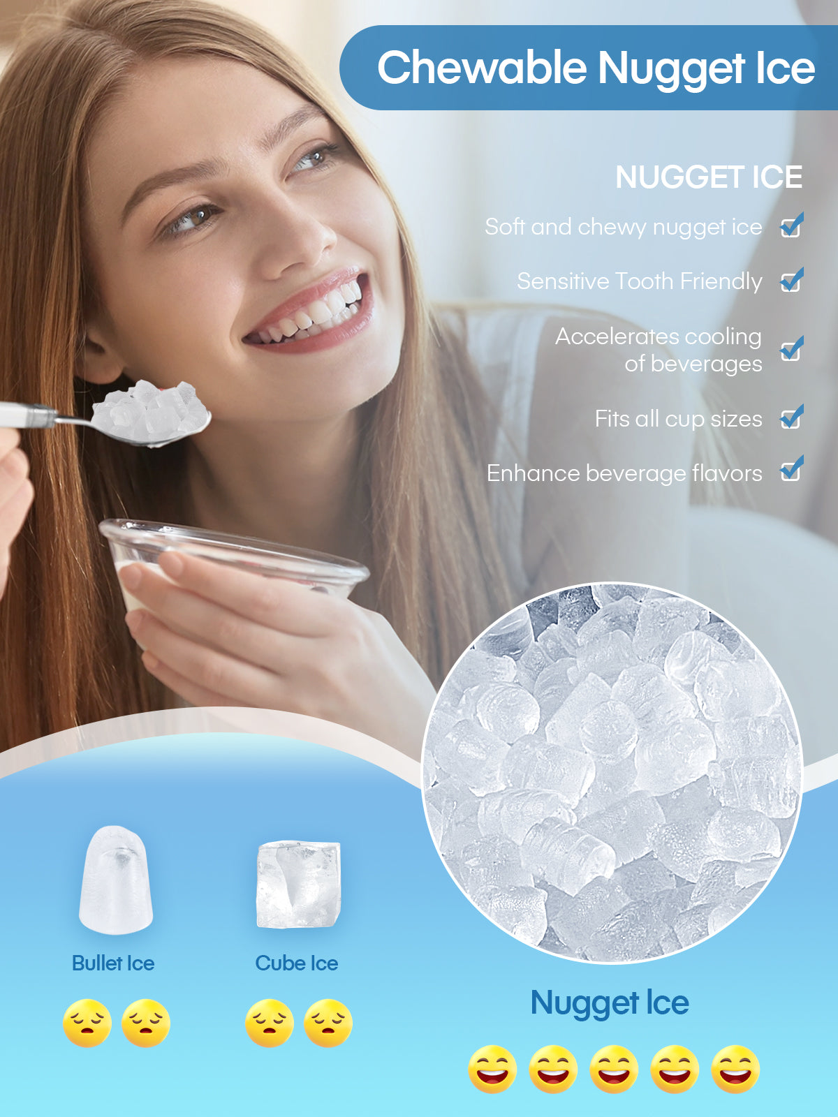 Nugget Ice Maker Countertop, 38 Lbs In 24Hrs, Chewable Pellet Ice Cubes, Self-Cleaning Ice Machine, Stainless Steel Housing, Portable Ice Maker Machine With Ice Scoop And Basket For Home/Kitchen/Party