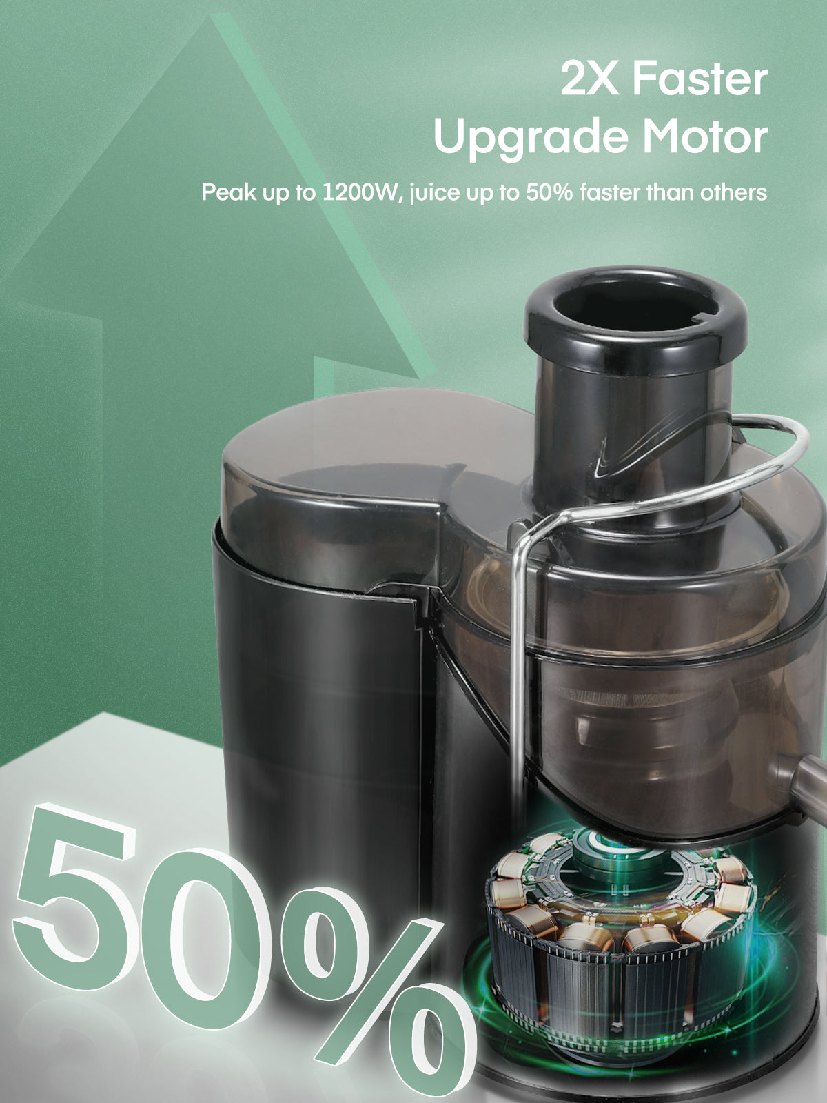 Juice Extractor, 600W Juicer With 3" wide Mouth, Easy to clean, Anti-Slip, Drip-proof, BPA Free, Silver