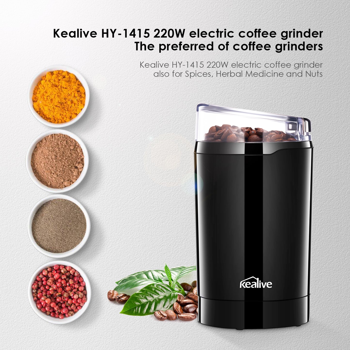 Kealive Electric Burr Coffee Grinder, Coffee Bean Grinder