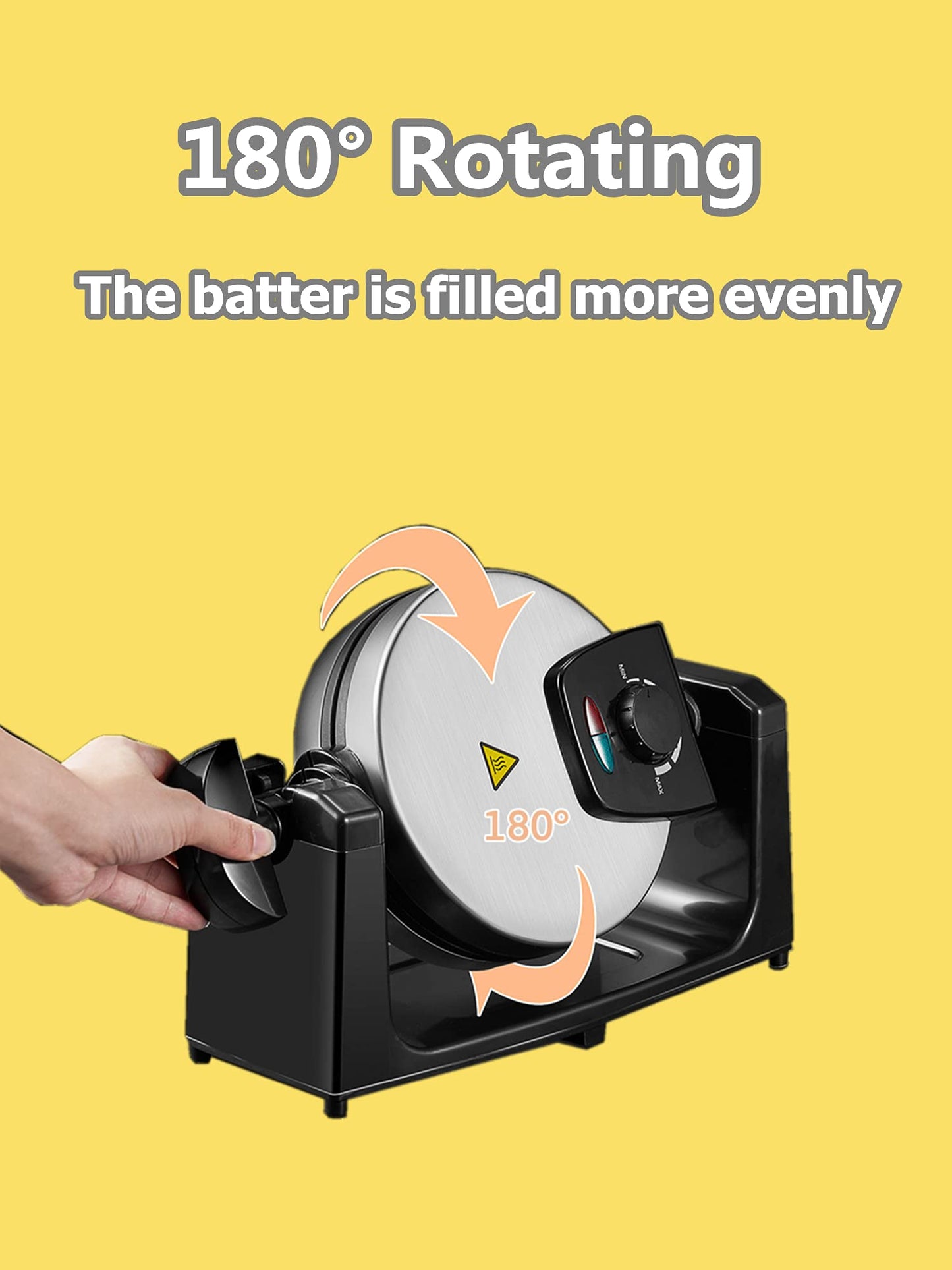 AICOOK | Classic Rotating NonStick Belgian Waffle Maker, 1100W Browning Control, Removeable Drip Tray for Easy Clean Up, Browning Control, Stainless Steel