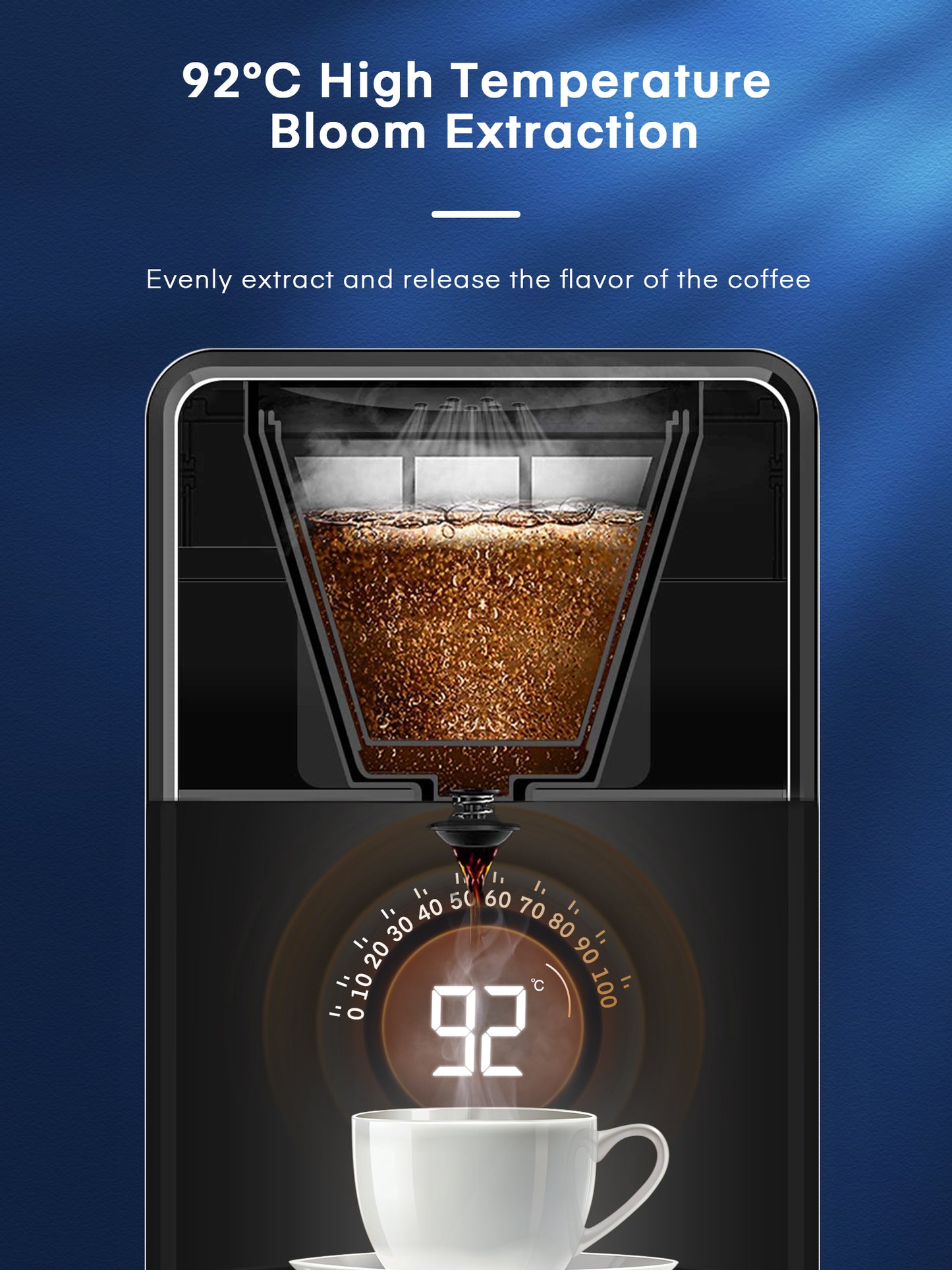 Brewsly 12-Cup Professional Coffee Maker, Touch Screen Coffee Machine with Regular and Thick Brews, Stainless Steel Coffee Brewer, Keep Warm, Anti-Drip System