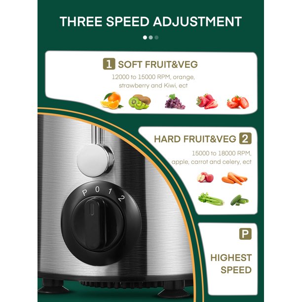 Juicer, AICOOK Juicer Machines Vegetable and Fruit with 3-Speed Setting, Upgraded Version 400W Motor Quick Juicing, Juicing Recipe Included