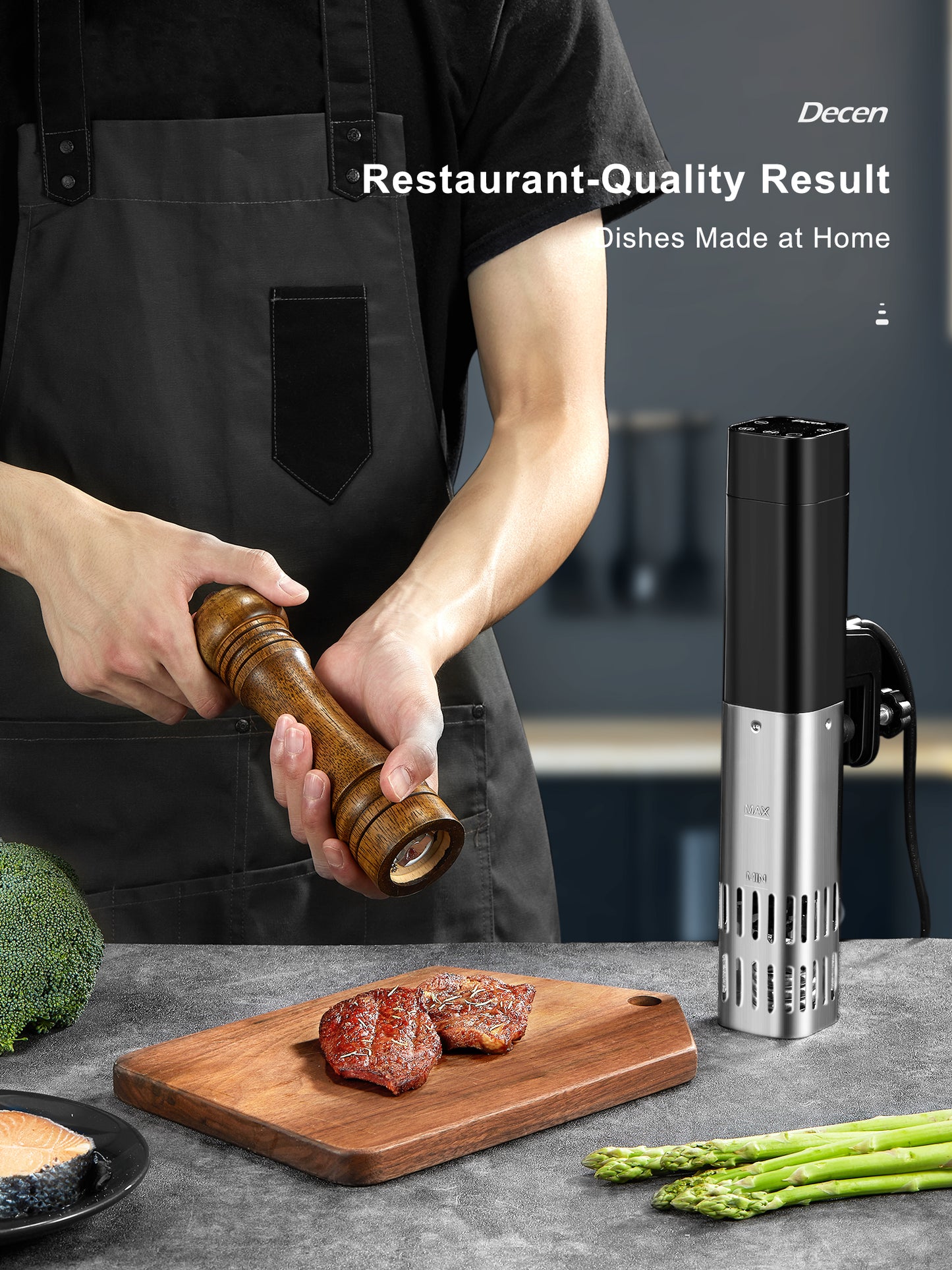 Decen | Sous Vide Cooker Precision Cooker, WiFi Immersion Circulator IPX7 Waterproof Sous Vide Machine with Temperature Control, Timer, Digital Touchscreen Display, Recipe for Kitchen, Smart APP, 800 W