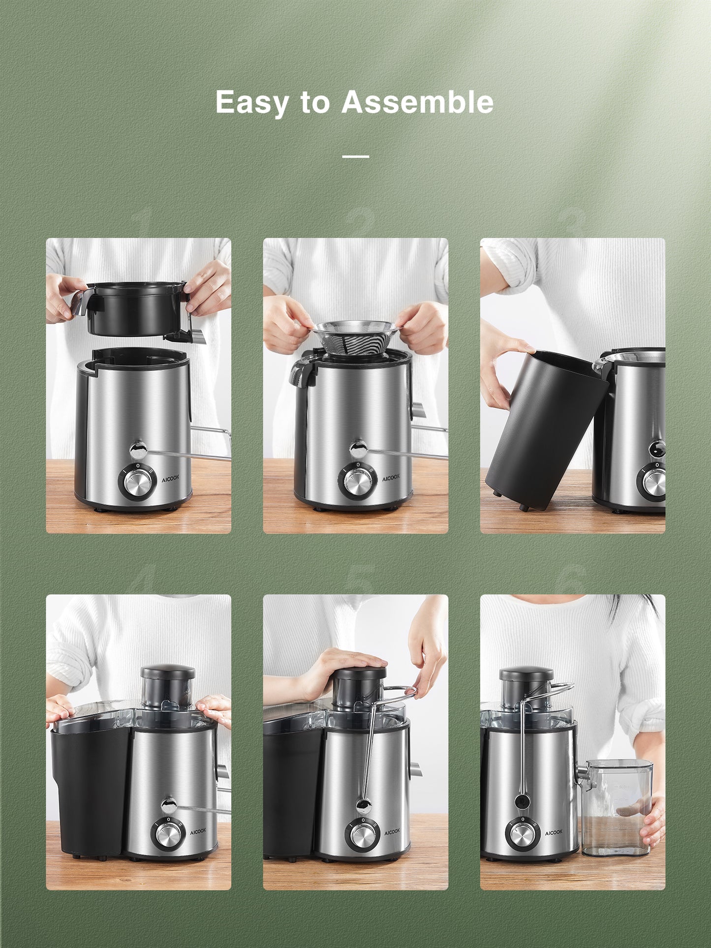 Juicer, Upgraded Juicer Machines with 3'' Wide Mouth for Whole Fruits and Vegetables, Stainless Steel Compact Centrifugal Juicer Extractor Easy to Clean with Anti-Drip & BPA-Free, Recipe & Brush