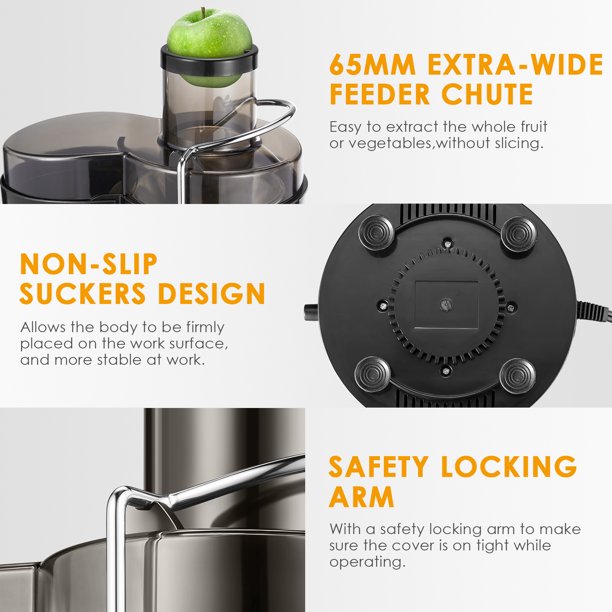 Juicer, Juicer Machines for Whole Fruits and Vegetables, 3 Speeds Centrifugal Juicer Extractor, Easy to Clean with 3" Wide Feed Chute, Stainless Steel Juicer BPA-Free