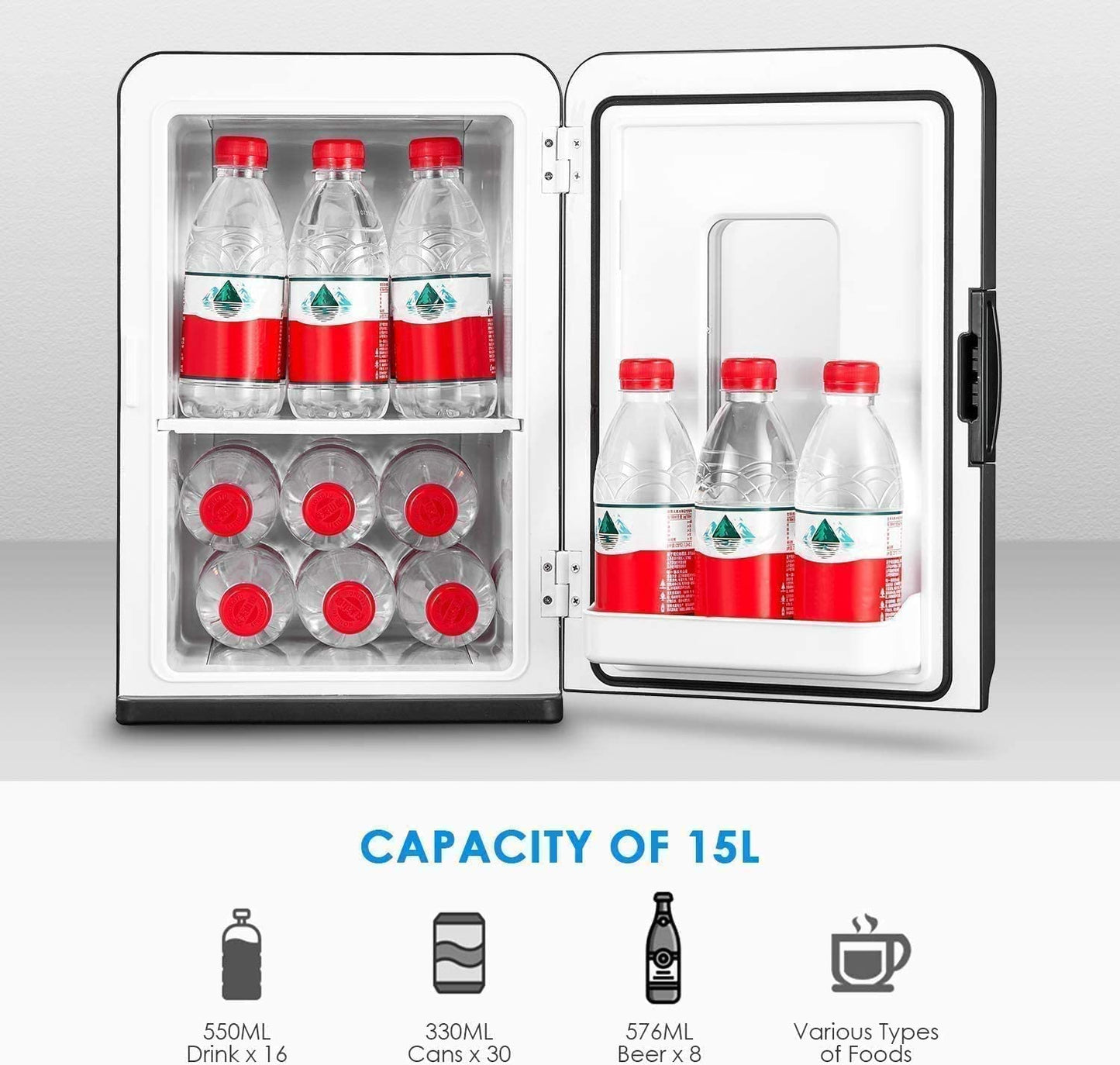 Kealive- Mini Fridge Cools & Heats, Makeup Skincare Fridge YT-A-15X, portable ice water, water freezer