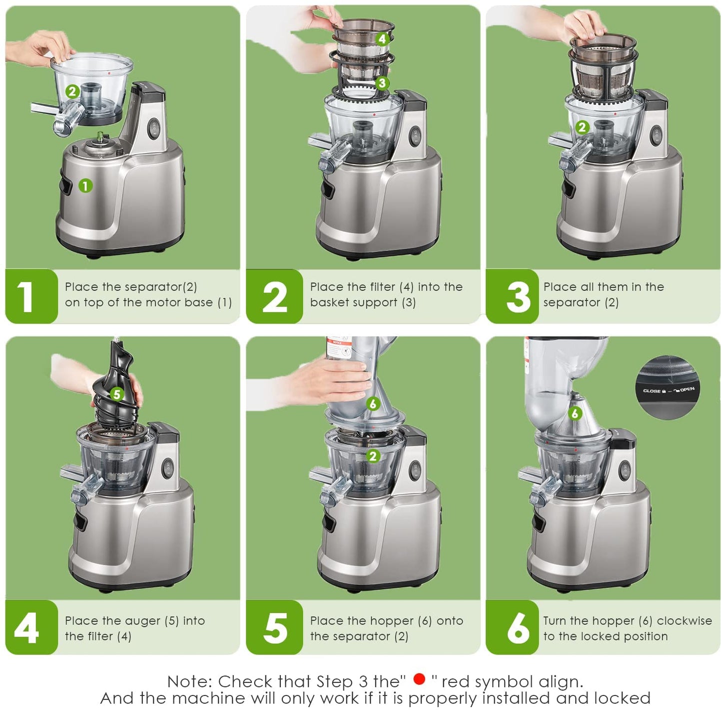 AICOOK 75MM Cold Juice Extractor, Fruit, Vegetable, Baby Food and Ice Cream Extractor, Quiet, Juice Recipe, Pre-Clean Function, Vertical,