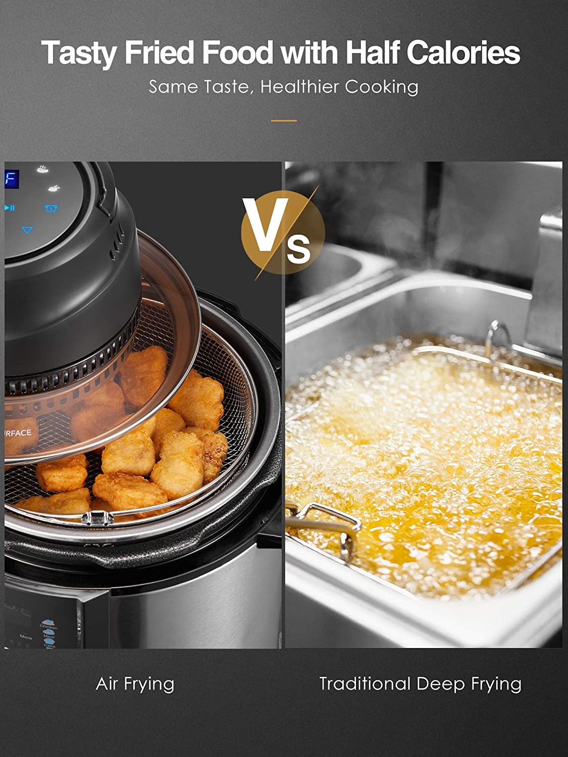 AICOOK | Instant Pot Air Fryer Lid, 7 in 1 Turn Pressure Cooker Into Air Fryer, LED Touchscreen, Accessories and Recipe Included, Tasty Fried Food With Half Calories
