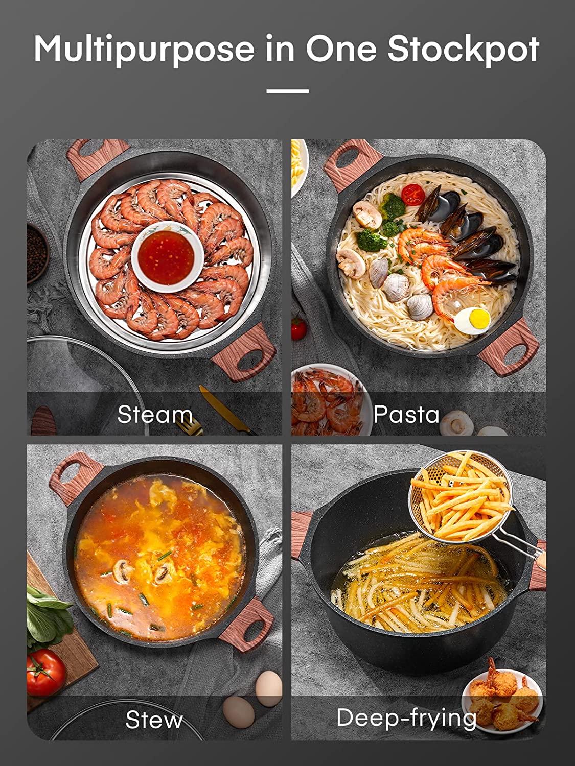 Stock Pot 6-Quart With Glass Lid Non Stick Coat