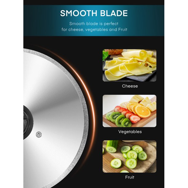 Meat Slicer, AICOOK Kitchen Pro 200W Electric Deli Food Slicer with Two 7.5'' Blade(Serrated & Smooth) for Home Use, Precise 0-15mm Adjustable Thickness for Meat, Cheese, Bread, Include Food Pusher
