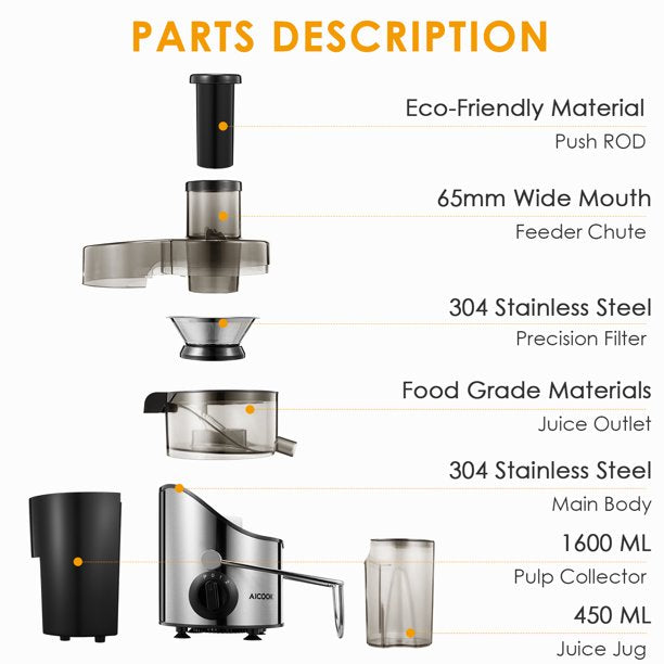 Juicer, Juicer Machines for Whole Fruits and Vegetables, 3 Speeds Centrifugal Juicer Extractor, Easy to Clean with 3" Wide Feed Chute, Stainless Steel Juicer BPA-Free