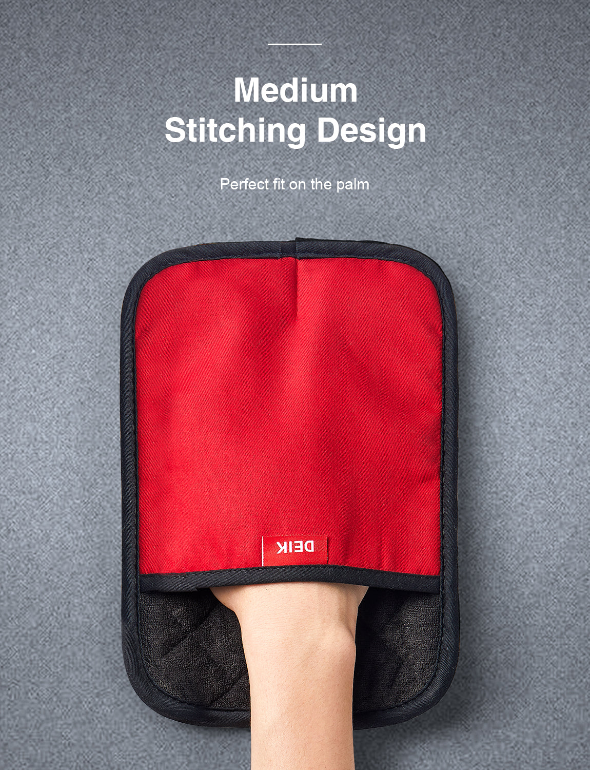 DEIK Oven Gloves and Pot Holders, Heat Resistant Gloves up to 300°C, Silicone Non-Slip Grill Gloves, Suitable for Cooking, Baking, Grilling Red