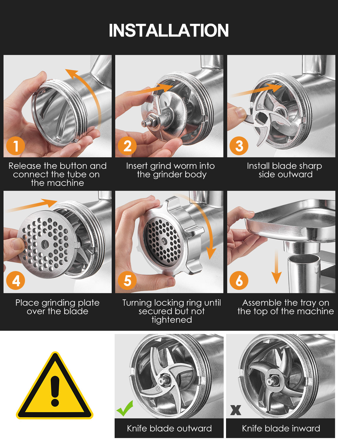 AICOK-5 IN 1 Meat Grinder, 2500W Max Powerful Meat Mincer MG2950R, easy to use, quick install, different chop accessories