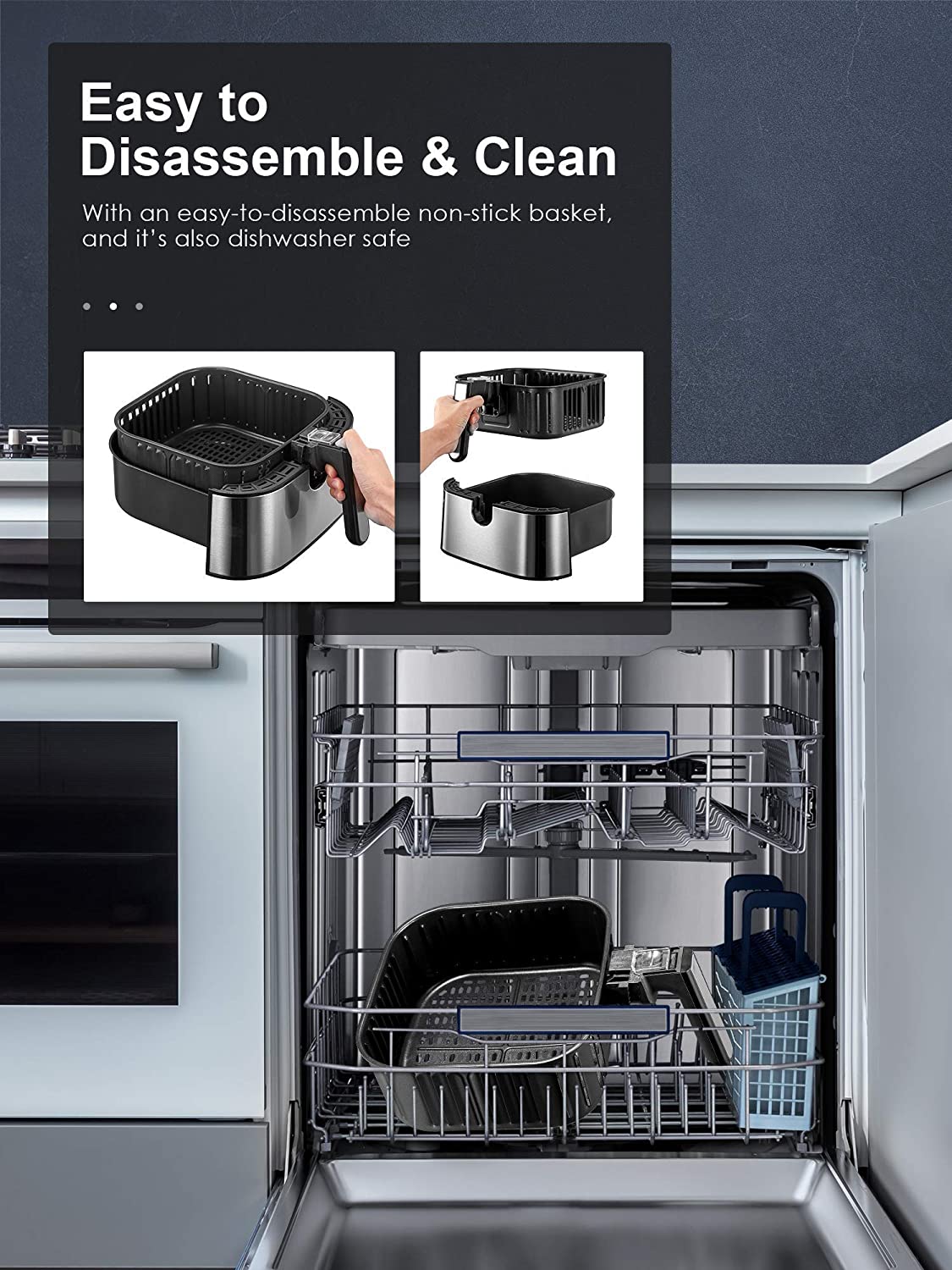 AICOOK AIR FRYER 5.8QT, Air Fryer Oven, Digital Control, Dishwasher-Safe, Easy to Clean and Disassemble, Silver, 2021