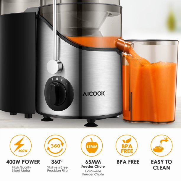 Juicer, Juicer Machines for Whole Fruits and Vegetables, 3 Speeds Centrifugal Juicer Extractor, Easy to Clean with 3" Wide Feed Chute, Stainless Steel Juicer BPA-Free