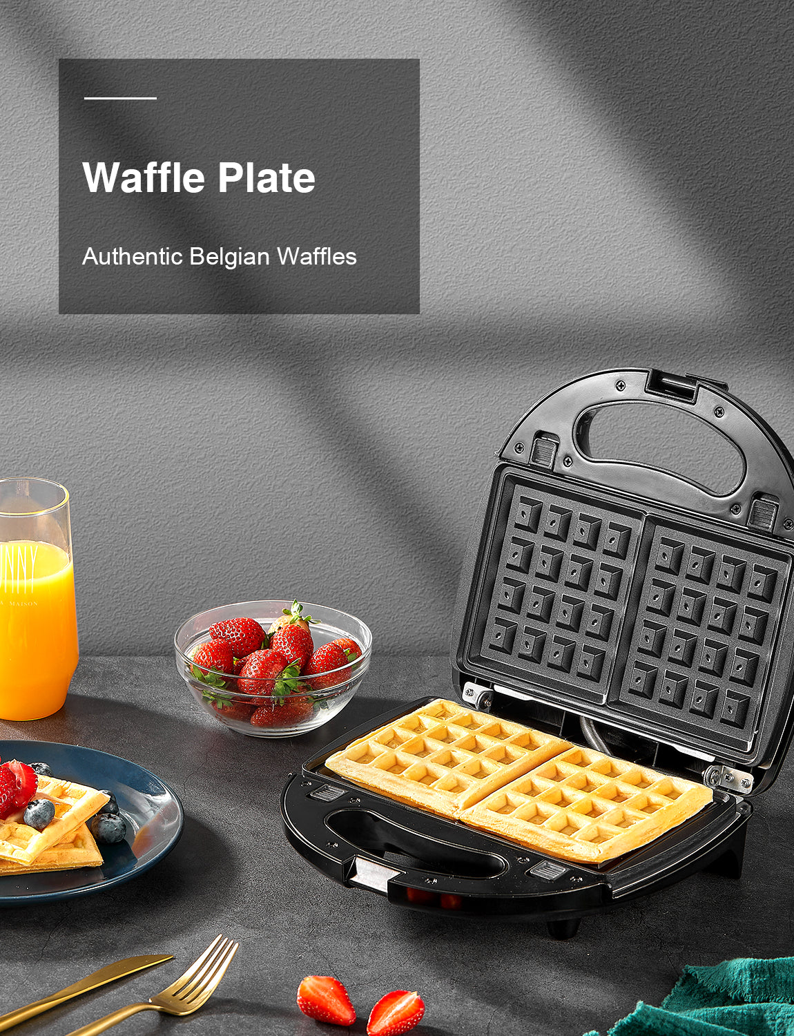 Sandwich Maker, Waffle Maker, Electric Panini Press Grill, 3-in-1 Detachable Non-Stick Plates, LED Indicator Lights, Cool Touch Handle, Anti-Skid Feet, Easy to Clean & Dishwasher Safe, Compact and Portable