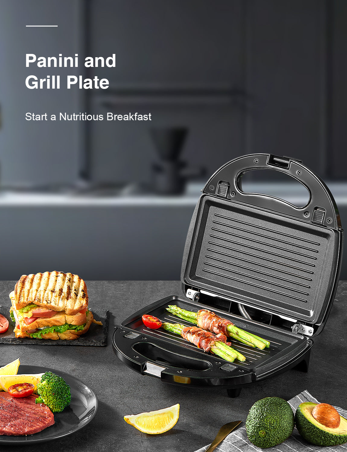 Sandwich Maker, Waffle Maker, Electric Panini Press Grill, 3-in-1 Detachable Non-Stick Plates, LED Indicator Lights, Cool Touch Handle, Anti-Skid Feet, Easy to Clean & Dishwasher Safe, Compact and Portable