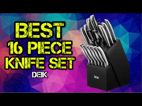 Deik Knife Set, 16-Piece Kitchen Knife Set with Wood Block, Manual Sharpening for Chef Knife Set, Stainless Steel Hollow Handle Block Set