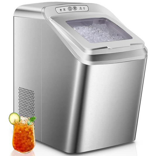 Nugget Ice Maker Countertop, 30Lb Pebble Pellet Ice per Day, Auto-Cleaning, Stainless Steel