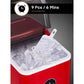 Ice Maker Countertop, 28 lbs Ice In 24 Hrs, 9 Ice Cubes Ready In 5 Minutes, Portable Ice Machine 2L With Led Display Perfect for Parties Mixed Drinks, Ice Scoop & Basket (Retro Red)