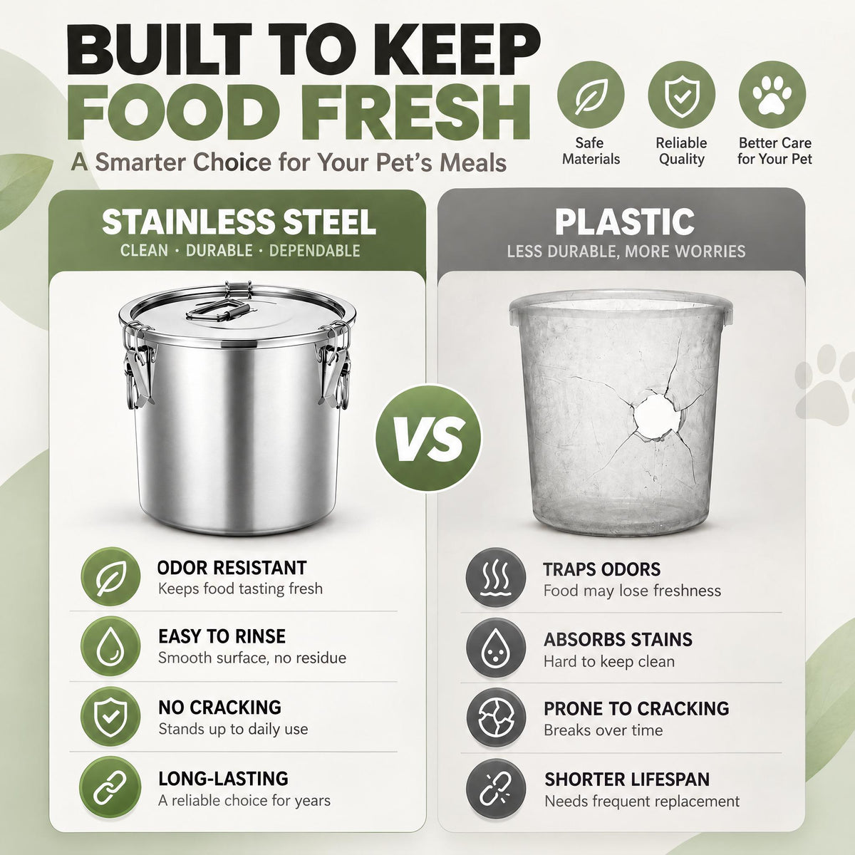Stainless Steel Dog Food Storage Container 25-30 LBS, Airtight Locking Lid Pet Food Bin, Moisture Proof Kibble Storage for Dogs Cats, Keep Fresh Easy to Clean