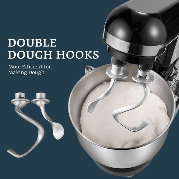 AICOK 5.5 Quart Tilt-Head Stand Mixer with Double Dough Hook Black