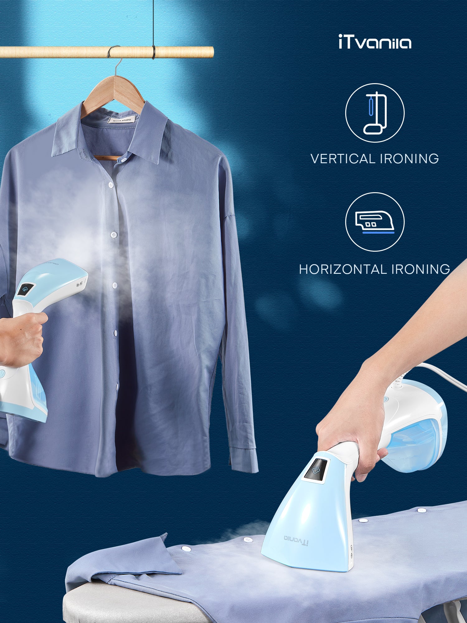 iTvanila Garment Steamer, Portable Steamer for Clothes, 30S Fast Heat up,  260ML Removable Water Tank, Powerful Wrinkles Remover for Home and Travel