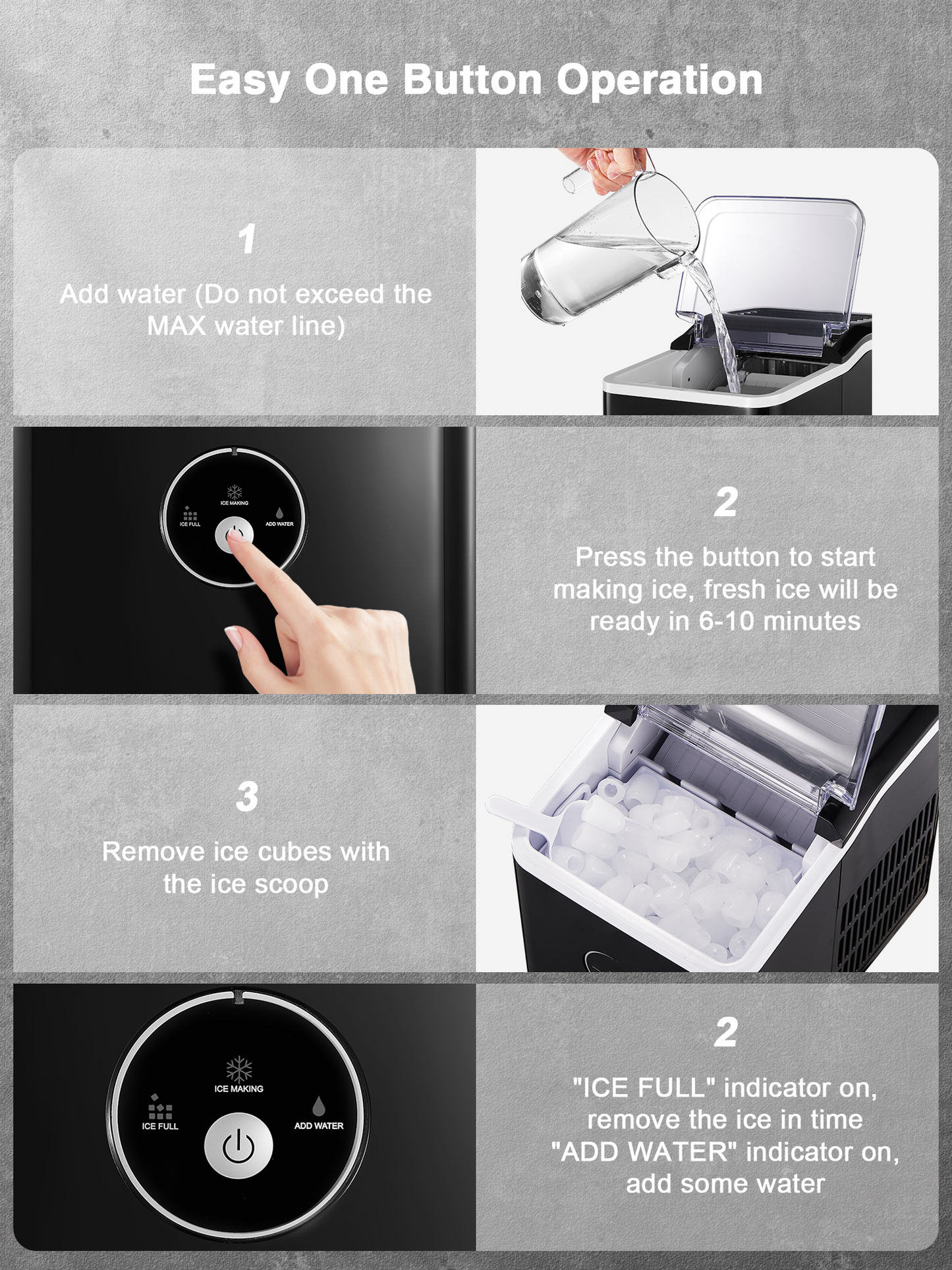 Ice Maker Countertop, 28 lbs. Ice in 24 Hrs, 9 Ice Cubes Ready in 5 Minutes, Portable Ice Maker Machine 2L with LED Display Perfect for Parties Mixed Drinks, Ice Scoop and Basket (Black)