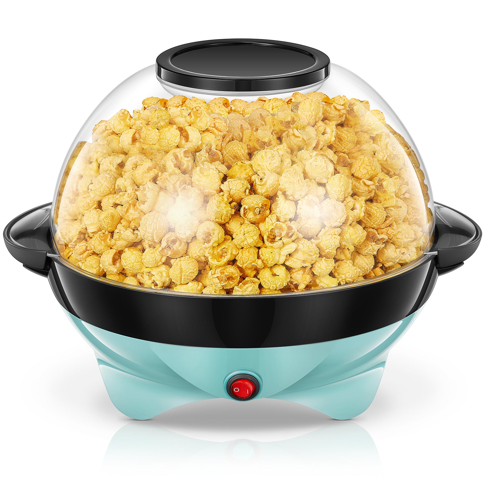 FOHER Popcorn Machine, 6 Quart/24 Cup 800W Fast Heat up Popcorn Popper Machine, Electric Hot Oil Butter Popcorn Maker with Stirring Rod, Nonstick Plate, Dishwasher Safe, Mode906