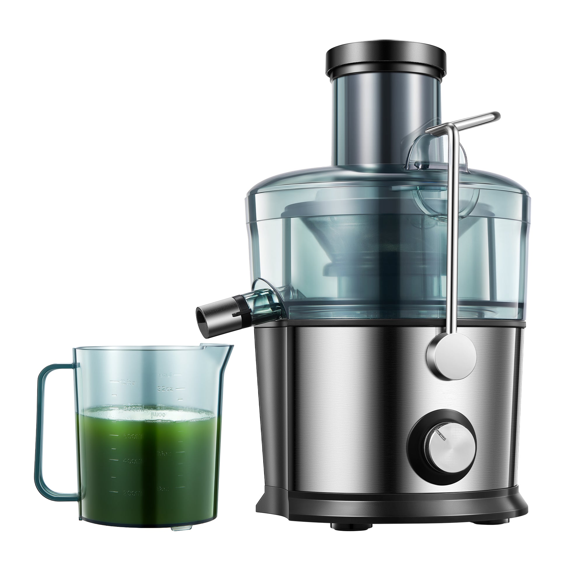 Juicer Machines Vegetable and Fruit, 3'' Wide Mouth Juice Extractor, Easy  to Clean, No-Drip & No-Slip Design, Sliver