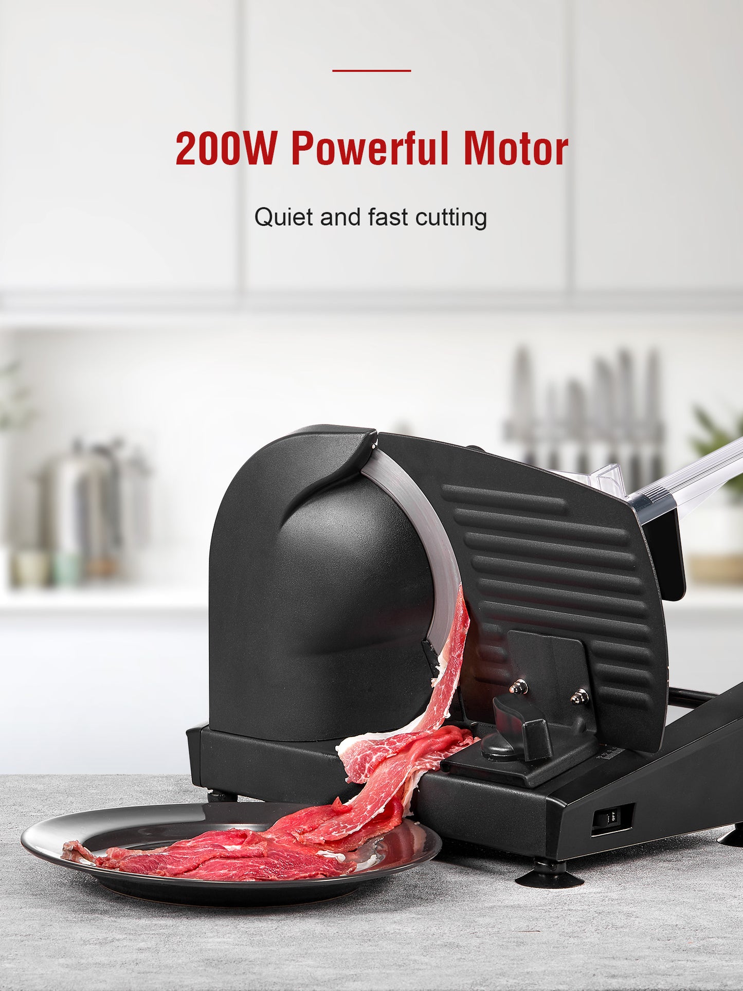 AICOK Meat Slicer, 200W Deli & Food Slicer with Two Removable 7.5’’ Stainless Steel Blade with Adjustable Thickness Knob (0-15mm) for Meat, Cheese, Bread, Black, Mode519