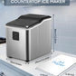 Ice Makers Countertop Stainless Steel, 28lbs in 24Hrs, 9 Cubes Ready in 6 Mins, Self-Clean Portable Ice Maker Machine, 2 Sizes of Bullet Ice for Home Office Bar Party, LED Display