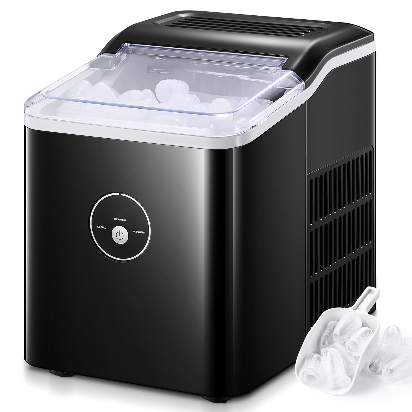 Ice Maker Countertop, 28 Lbs. Ice In 24 Hrs, 9 Ice Cubes Ready In 5 Minutes, Portable Ice Maker Machine 2L With Led Display Perfect For Parties Mixed Drinks, Ice Scoop And Basket (Black)