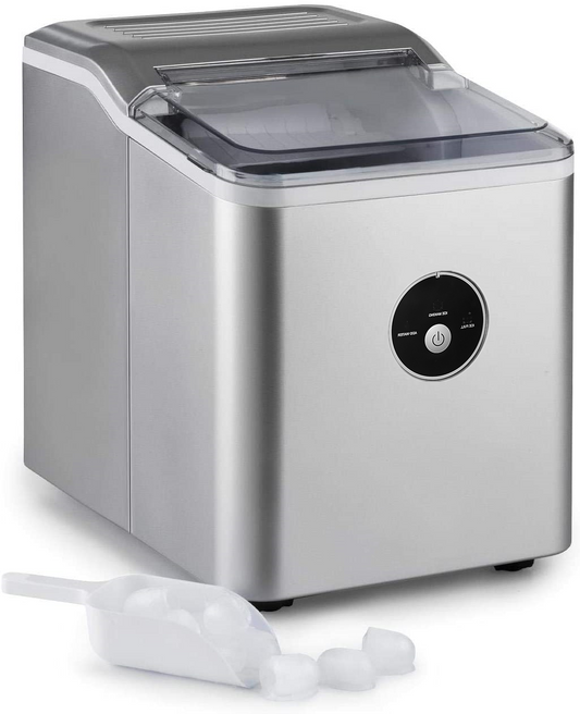 Ice Maker Machine Countertop, 28lbs/24H, 9 Bullet Ice Cubes Ready in 5 Mins, Portable Ice Maker with Basket and Scoop, for Home/Kitchen/Camping/RV (Silver)