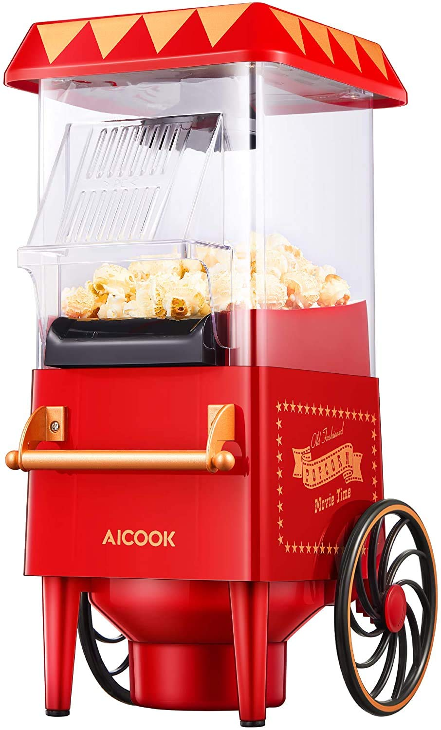 Hot Air Popcorn Popper Maker, 1200W Nostalgia Popcorn Machine with Measuring Cup, Fast Popping, ETL Certified & BPA Free, for Party Christmas and Movie Nights