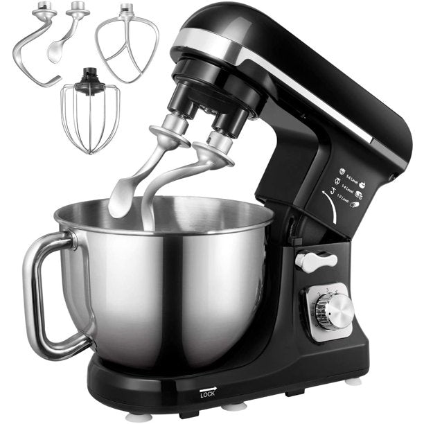 AICOK 5.5 Quart Tilt-Head Stand Mixer with Double Dough Hook Black