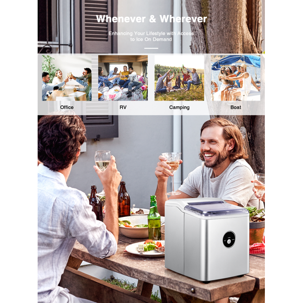 AICOOK | Ice Maker Countertop, 28 lbs. Ice in 24 Hrs, Portable Ice Maker Machine 2L with LED Display Perfect for Parties Mixed Drinks, Ice Scoop and Basket