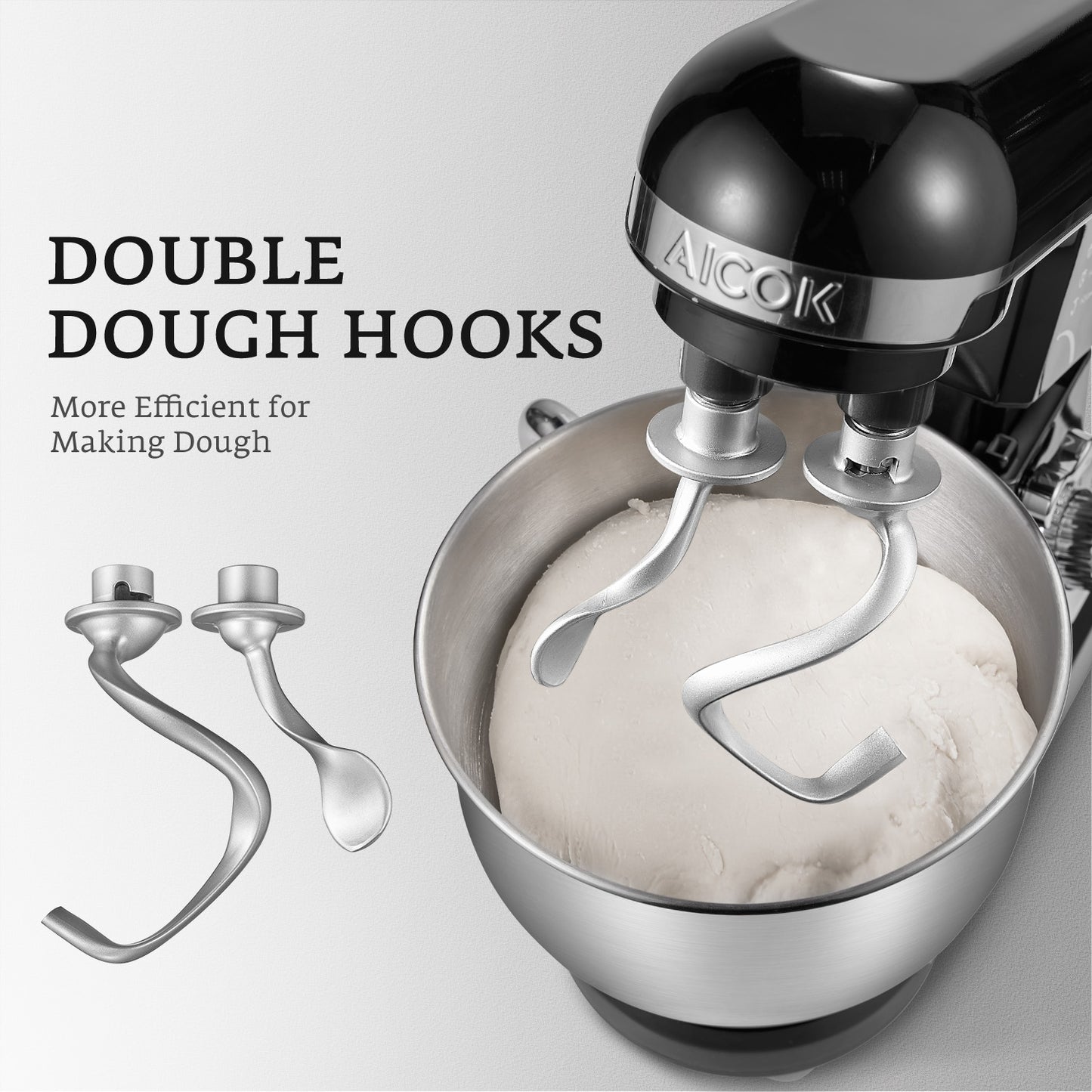 AICOK - Stand Mixer, Professional 5.5 QT Food Mixer MK37, double dough hooks stand mixer, making dough, baking, large capacity