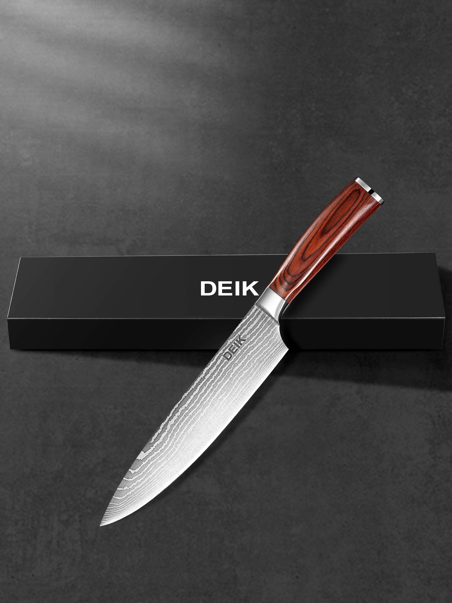 DEIK 8 inch Chef Knife German High Carbon Stainless Steel Kitchen Knife with Ergonomic Handle, Super Sharp Knife with Damascus Pattern, Professional Choice for Home Cooking and Restaurant