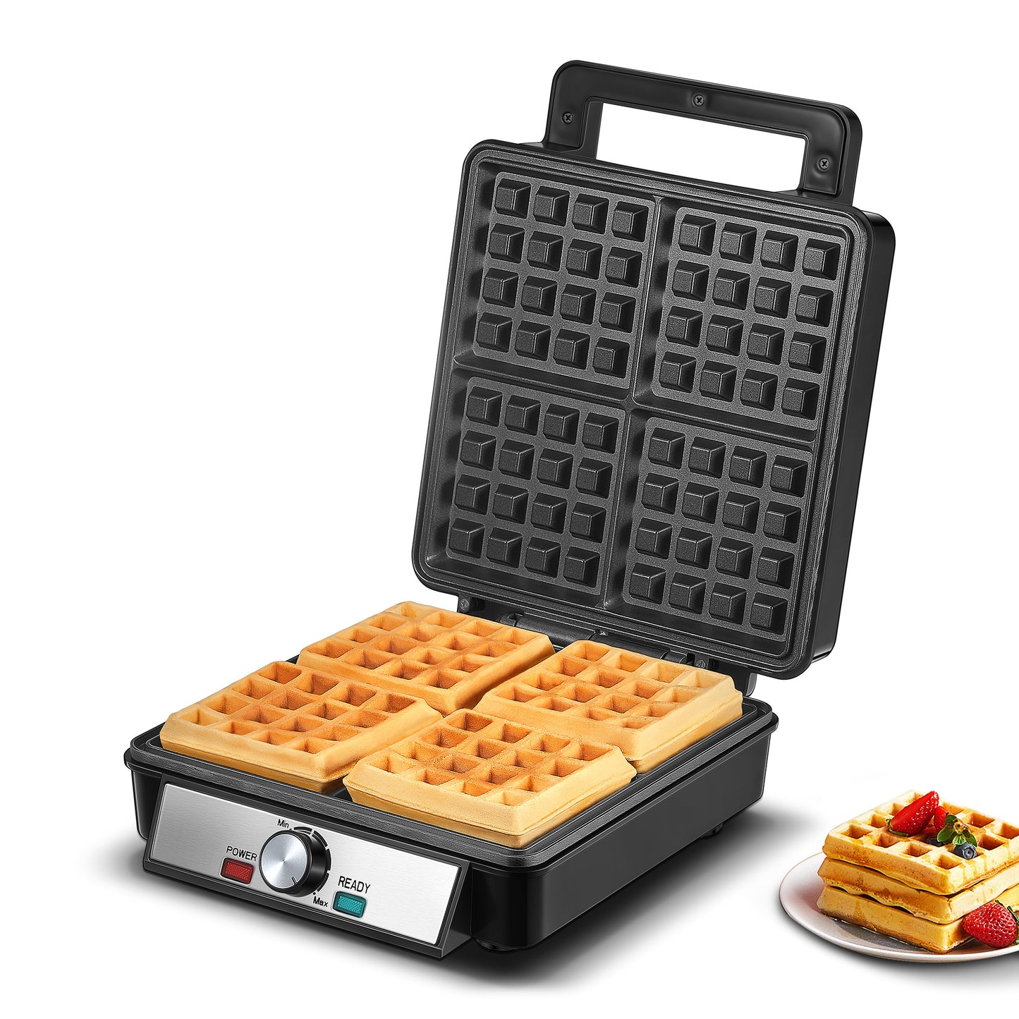 Four Square Belgian Waffle Maker Extra Large Stainless Steel