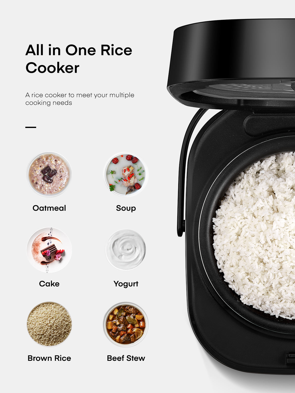 Rice Cooker, Food Steamer, Slow cooker, All in One Digital Programmable Rice Cooker with 10 Preset Programs, Large Capacity for 10-Cup Uncooked Rice, Auto Warmer and 24 Hours Delay Timer, Recipe