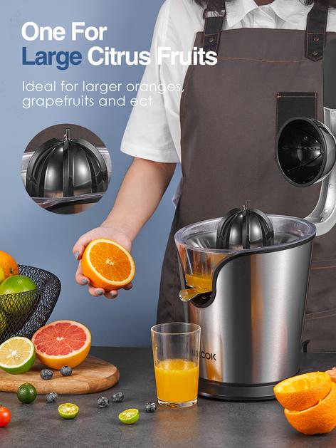 Electric Citrus Juicer for Orange, Lemon, Grapefruit, AICOK Stainless Steel Juicer Machine Easy to Clean, Soft Grip Handle, 160W,