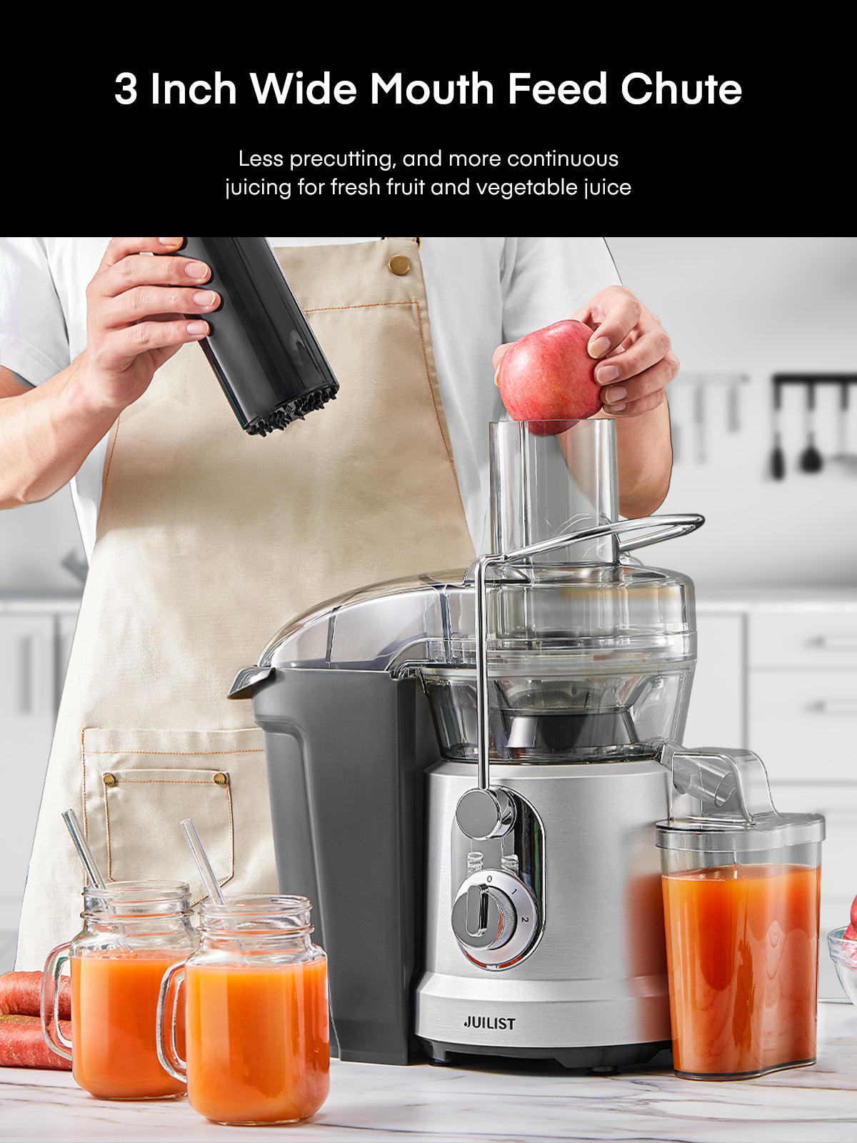 Juicer, 1000W Large Power Juicer Extractor, Juicer Machine Vegetable and Fruit with 76MM Wide Mouth Food Chute, Easy to Clean, 4S Fast Juicing & 2 Speeds Setting