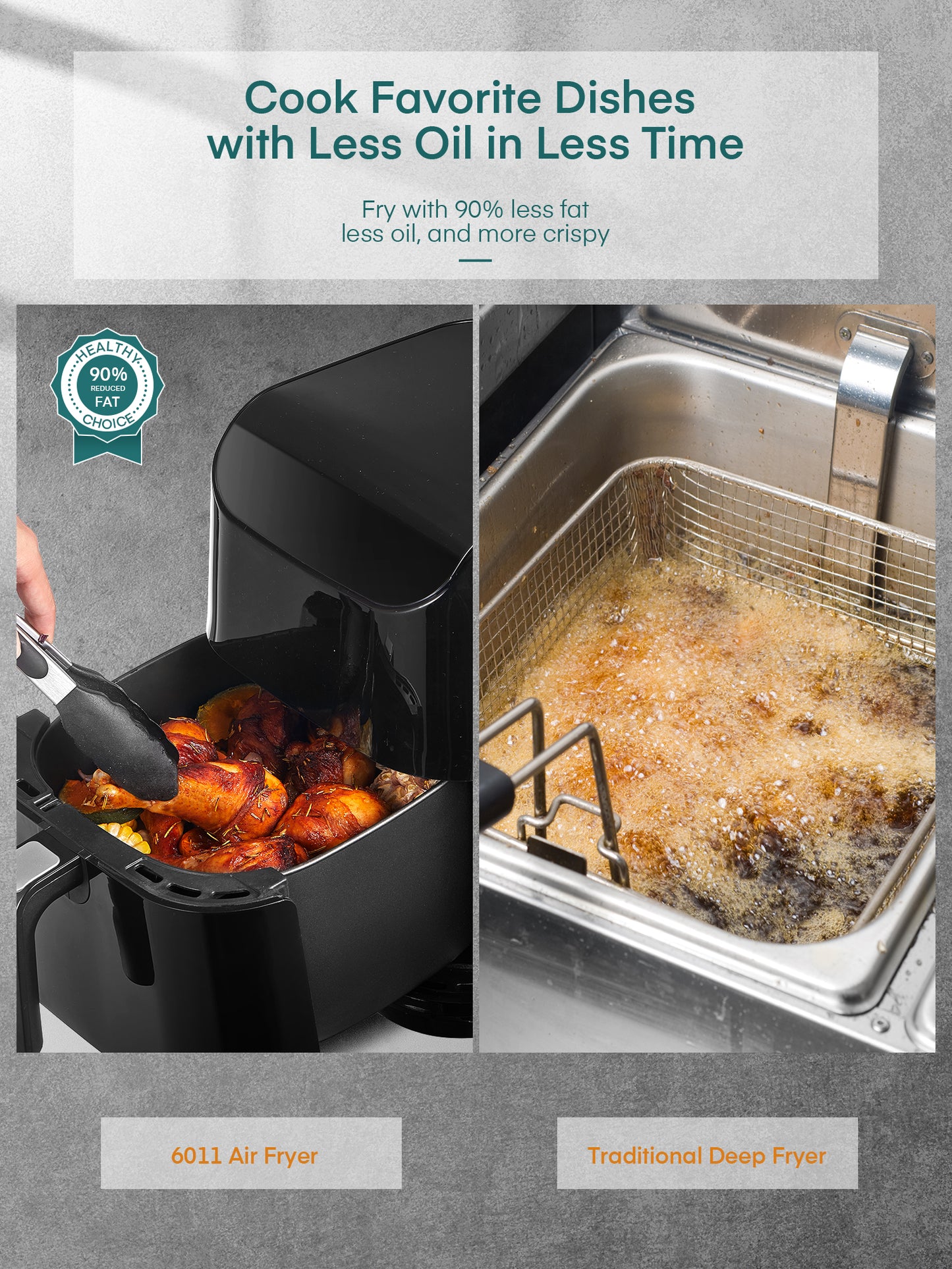 AICOOK | Plus 6-in-1 Air Fryer, 5.8 Quart Black, Customizable Smart Cooking Programs, Digital Touchscreen, Large Non-Stick Air Fryer Basket