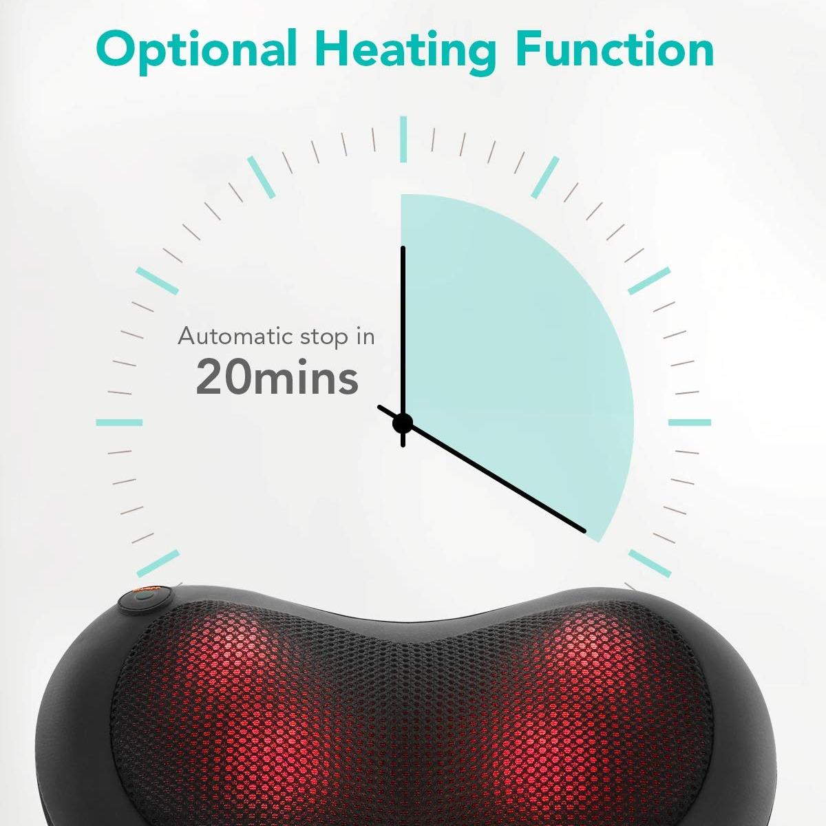 Snap-On Neck Massager with Heat Back Massage Pillow
