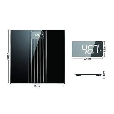 Bathroom Scale, 180 kg / 400 lbs Accurate Measurement, with Transparent Platform and Backlit LCD Display, Includes Tape Measure and 2 AAA Batteries, Black