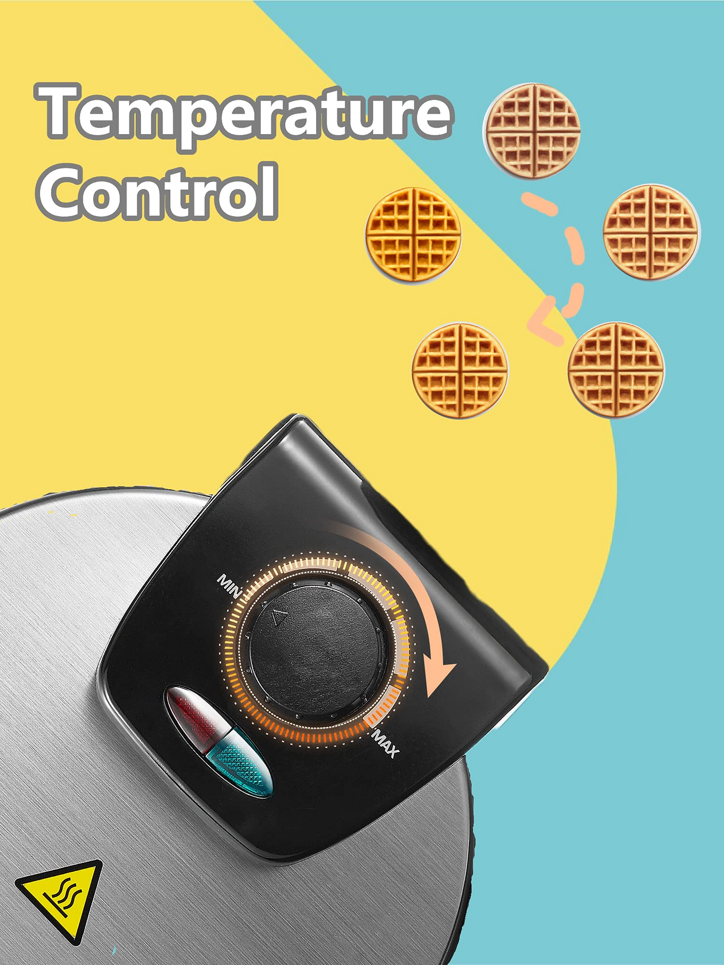 AICOOK | Classic Rotating NonStick Belgian Waffle Maker, 1100W Browning Control, Removeable Drip Tray for Easy Clean Up, Browning Control, Stainless Steel