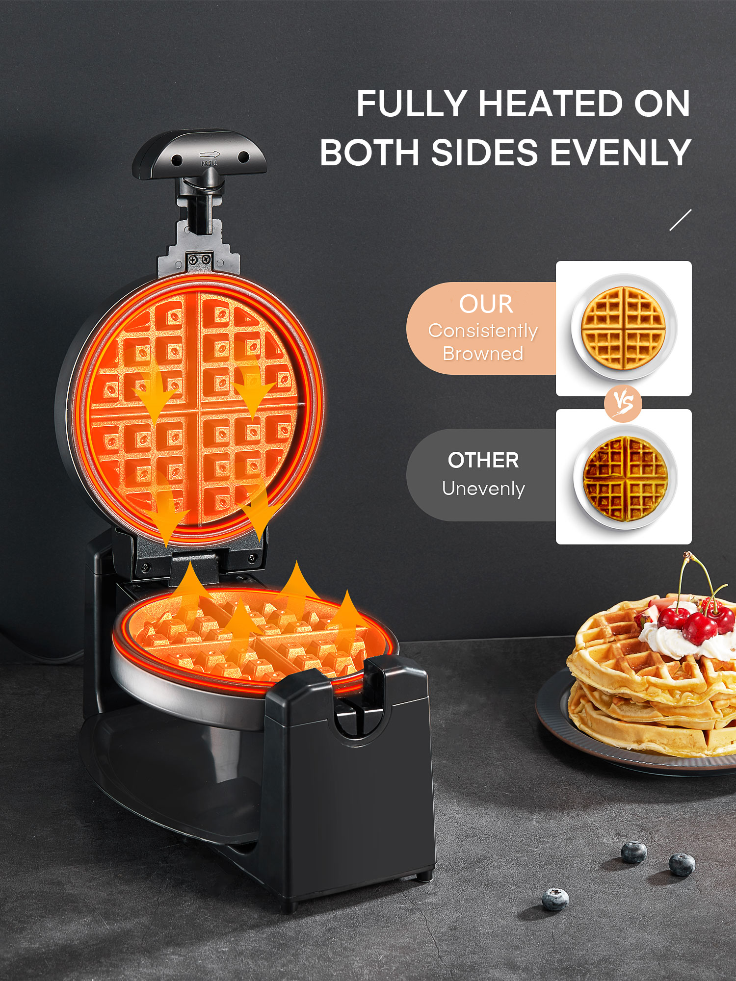  Aoruru Waffle Maker Nonstick Belgian Waffle Iron with Indicator  Light 1300W 4 Slice: Home & Kitchen