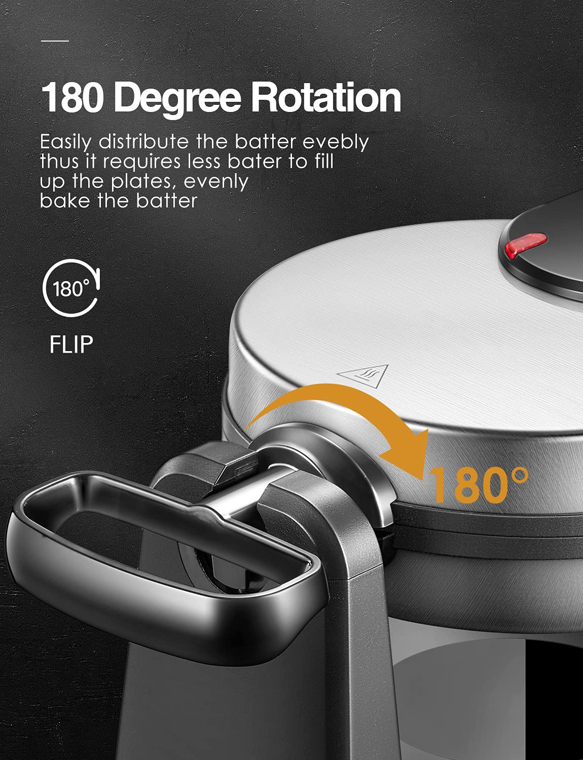 AICOOK | Classic Rotating Belgian Waffle Maker, 180° Flip Waffle Iron for Perfect 1" Thick Waffles, PFOA Free Nonstick Plates & Removable Drip Tray for Easy Clean Up, 1200W Browning Control, Stainless Steel