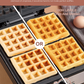 AICOOK | Waffle Maker Square 4 Slices Waffle Making Machine Iron with NonStick Surfaces, Anti Overflow, Adjustable Temperature, Stainless Steel Construction, LED Indicator, 1200W , Black/Silver